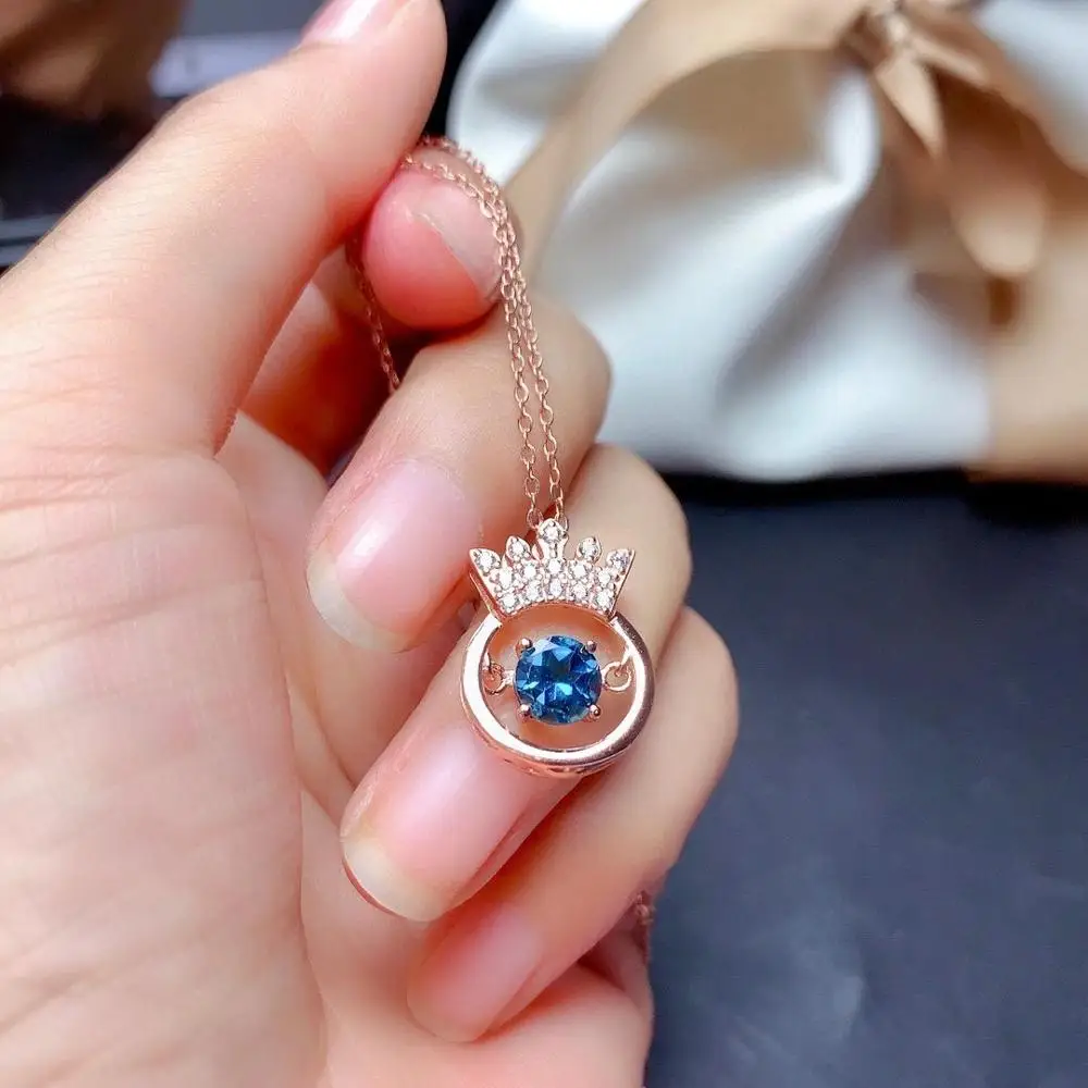 Crown Pendant,Natural London Blue Topaz Necklace for Women, With 18-inch Necklace, Real S925 Sterling Silver, Gem Size 6mm
Crown Pendant,Natural London Blue Topaz Necklace for Women, With 18-inch Necklace, Real S925 Sterling Silver, Gem Size 6mm