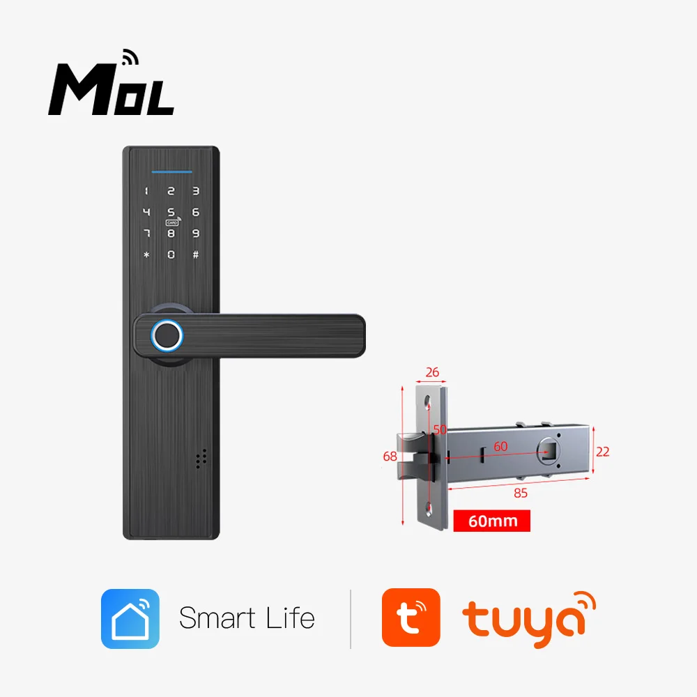 Tuya Wifi X1 60mmBLACK Electronic Door Lock Security With Tuya APP Remotely/Biometric Fingerprint/Smart Card/Password/Key Unlock
Tuya Wifi X1 60mmBLACK Electronic Door Lock Security With Tuya APP Remotely/Biometric Fingerprint/Smart Card/Password/Key Unlock