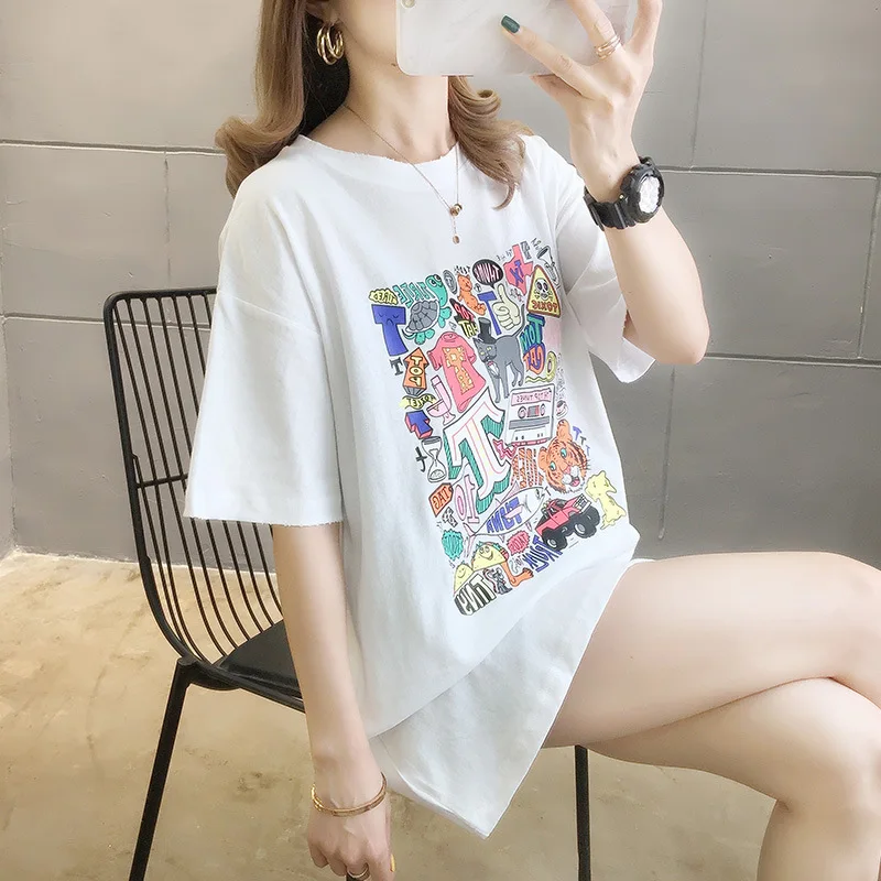 2021 Summer New Trend Big Picture Printing Breathable Mid-length Round Neck Short-sleeved T-shirt Women Casual Loose Top
2021 Summer New Trend Big Picture Printing Breathable Mid-length Round Neck Short-sleeved T-shirt Women Casual Loose Top