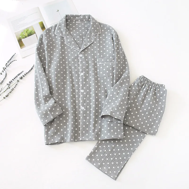 Lovers Pajamas Soft Cotton Gauze Pyjamas Suit 2PCS Shirt&Pant Lady Japanese-style Long Sleeve Homewear Sleepwear loose Sleep Set
Lovers Pajamas Soft Cotton Gauze Pyjamas Suit 2PCS Shirt&Pant Lady Japanese-style Long Sleeve Homewear Sleepwear loose Sleep Set