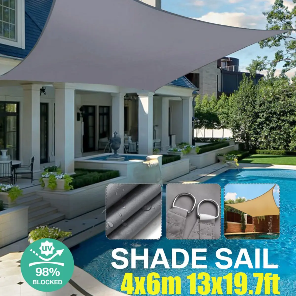 4x6m 280GSM Waterproof Awning Sunshade Sun Shade Sail For Outdoor Garden Beach Camping Patio Pool Sun Canopy Tent Sun Shelter 
4x6m 280GSM Waterproof Awning Sunshade Sun Shade Sail For Outdoor Garden Beach Camping Patio Pool Sun Canopy Tent Sun Shelter