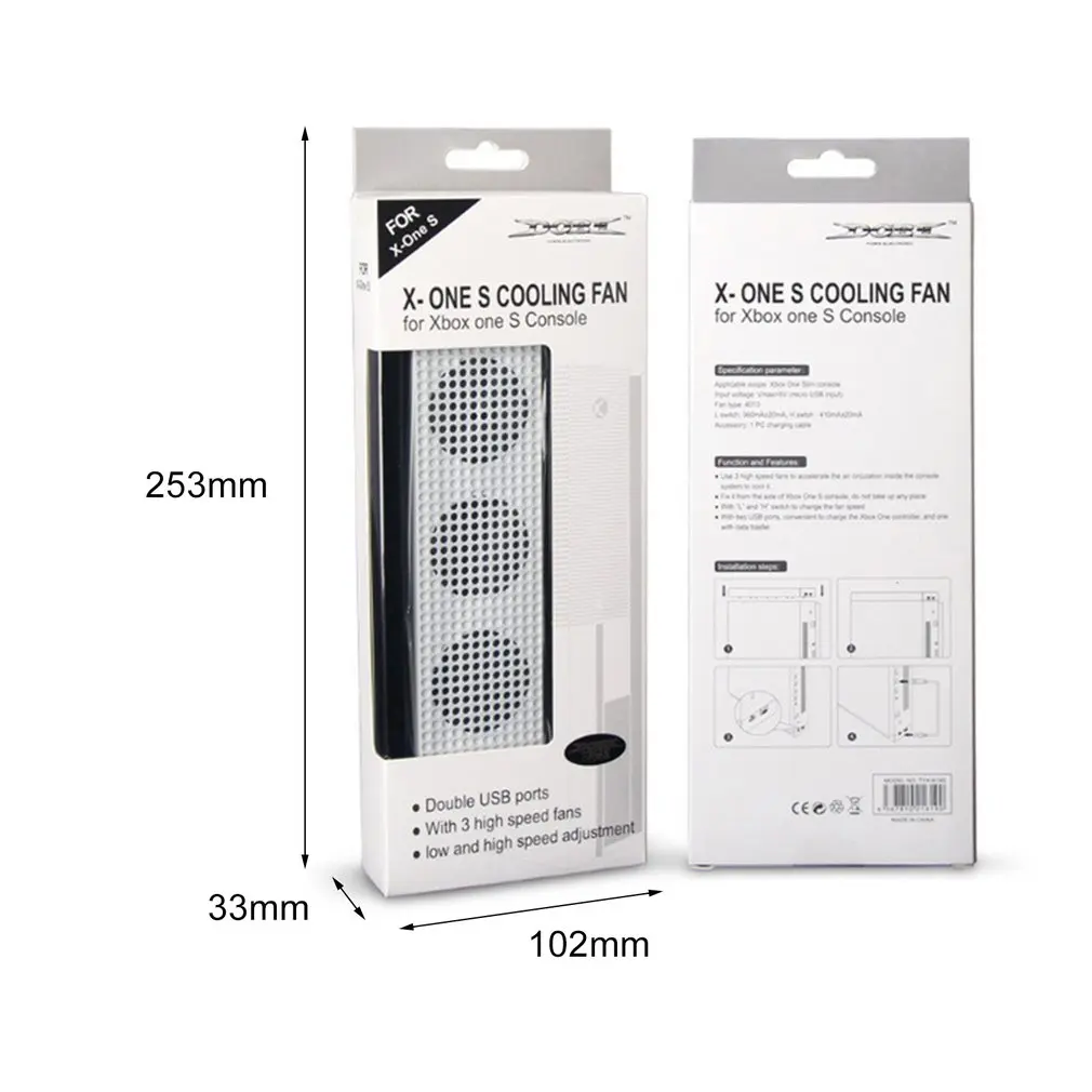 Cooling Fan For Xbox One S Built-in Adjustable Micro USB Connection Cooler with 3 High Speed Fans for Xbox One S Console
Cooling Fan For Xbox One S Built-in Adjustable Micro USB Connection Cooler with 3 High Speed Fans for Xbox One S Console