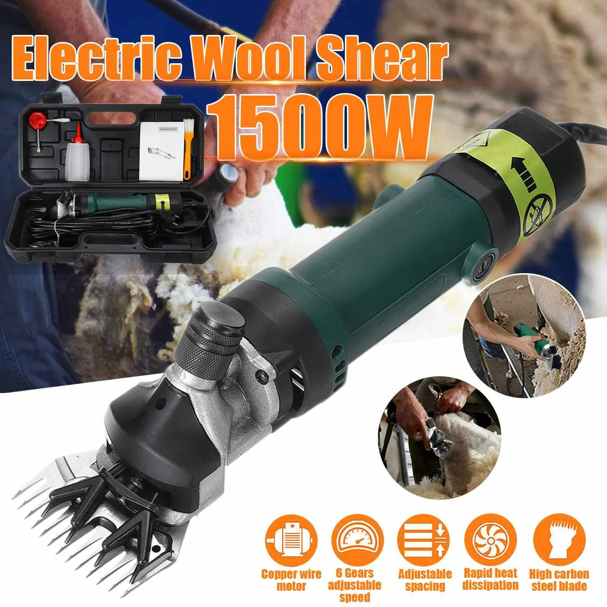1500W Electric Sheep Clipper 6 Gears Speed Sheep Goat Shearing Machine Farm Animal Pet Shears Cutter Wool Scissor 110V/220V
1500W Electric Sheep Clipper 6 Gears Speed Sheep Goat Shearing Machine Farm Animal Pet Shears Cutter Wool Scissor 110V/220V