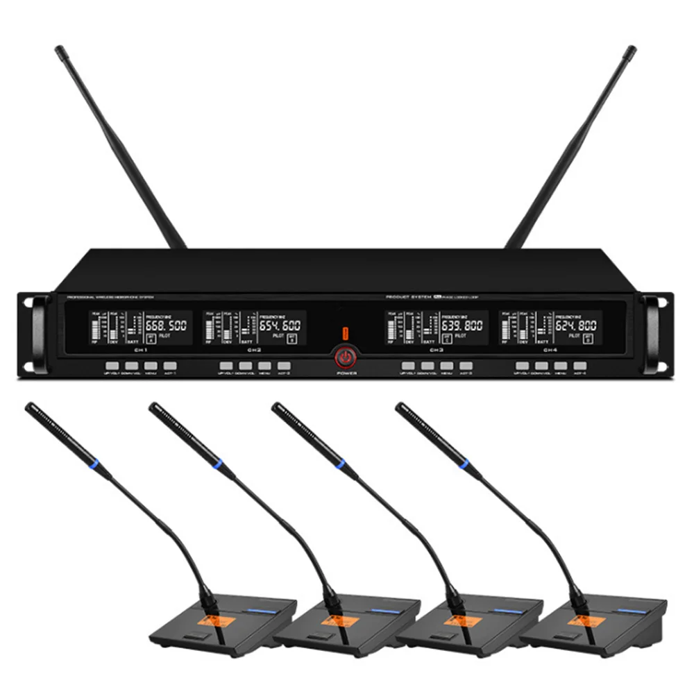 Professional UHF wireless stage microphone 4 hand-held microphone for outdoor activities family KTV karaoke party microphone
Professional UHF wireless stage microphone 4 hand-held microphone for outdoor activities family KTV karaoke party microphone