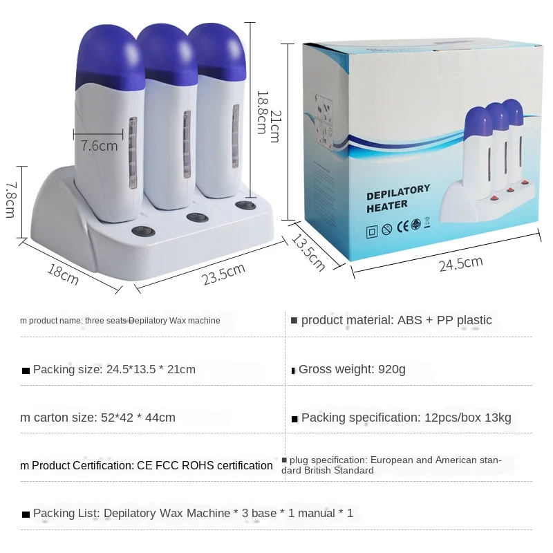 110V/220V 3 Pieces Women Epilators For Hair Removal Depilatory Roll on Wax Heater Roller Waxing Warmer Machine
110V/220V 3 Pieces Women Epilators For Hair Removal Depilatory Roll on Wax Heater Roller Waxing Warmer Machine