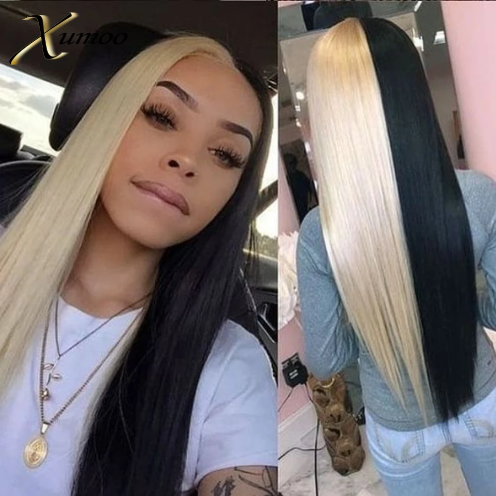 Pre-plucked Remy Brazilian Huamn Hair Long Bone Straight Half Blonde Half Black Highlight Lace Front Wigs For Black Women
Pre-plucked Remy Brazilian Huamn Hair Long Bone Straight Half Blonde Half Black Highlight Lace Front Wigs For Black Women