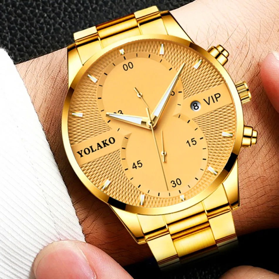 Men Top Brand Gold Stainless Steel Quartz Watch Luxury Male Calendar Fashion Casual Wristwatch Clock Relogio Masculino 2020 Hot
Men Top Brand Gold Stainless Steel Quartz Watch Luxury Male Calendar Fashion Casual Wristwatch Clock Relogio Masculino 2020 Hot