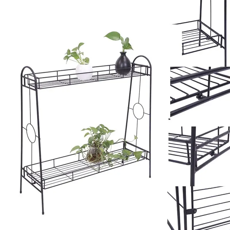 

Однослойная металлическая стойка для растений, Цветочная полка, садовая декоративная стойка для цветов, кованый железный балкон, открытый ...