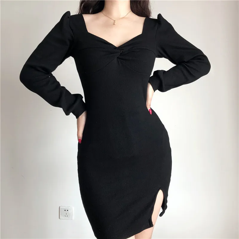 Women Winter Dress 2020 New Arrivals Sexy Long Puff Sleeve Square Collar Split Black Solid Women Night Party Dresses Vestidos
Women Winter Dress 2020 New Arrivals Sexy Long Puff Sleeve Square Collar Split Black Solid Women Night Party Dresses Vestidos