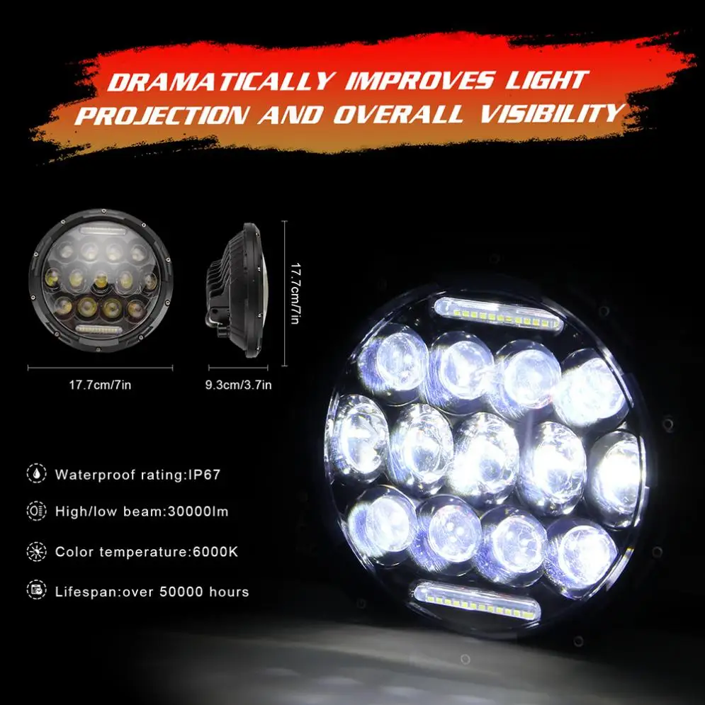 7 Inch Round LED Work Light 105W LED Headlight Car Headlight Assembly Turn Signal Light IP68 for Davidson Jeep Wrangler Jk Tj
7 Inch Round LED Work Light 105W LED Headlight Car Headlight Assembly Turn Signal Light IP68 for Davidson Jeep Wrangler Jk Tj