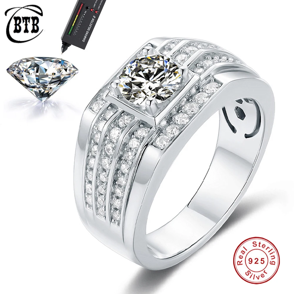 

Роскошное бриллиантовое серебряное мужское кольцо CBTB с муассанитом 1 карат, современное простое Подарочное Ювелирное Украшение в стиле бойфренда на годовщину или День отца, оптовая продажа