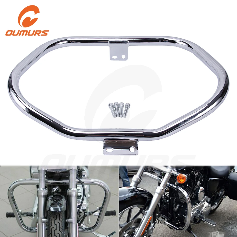 OUMURS Motorcycle Highway Crash Bar Front Engine Guard 1 1/4" Chrome For Harley Sportster XL1200 XL1200N Low XL883 XL883C Iron |