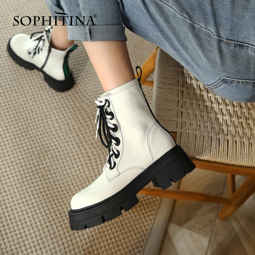 Женские ботильоны на платформе SOPHITINA, удобные универсальные сапоги из натуральной кожи, с перекрестной шнуровкой, плюшевая подкладка, YO779
Женские ботильоны на платформе SOPHITINA, удобные универсальные сапоги из натуральной кожи, с перекрестной шнуровкой, плюшевая подкладка, YO779