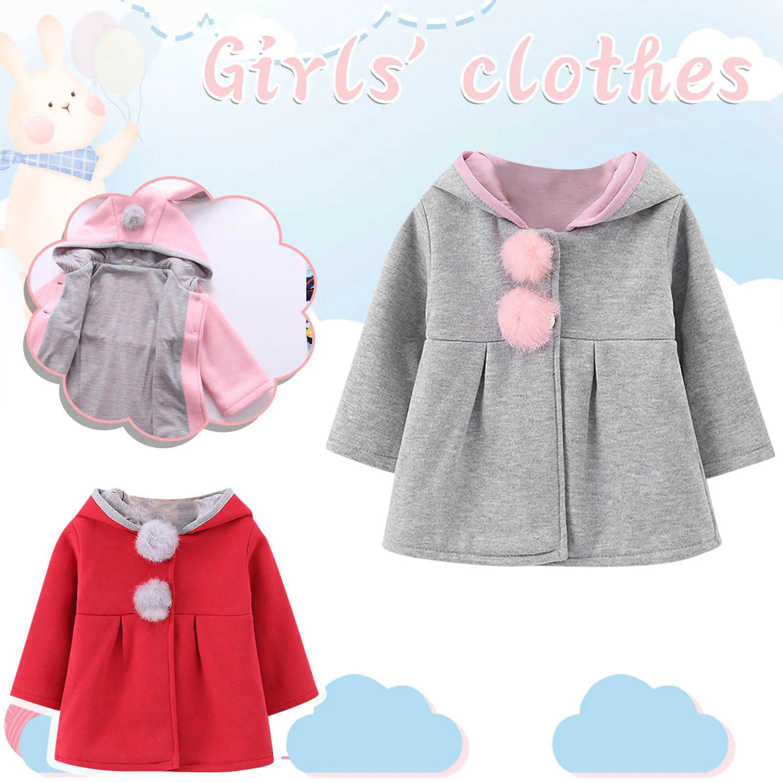 Autumn Winter Coat for girls Thick Cotton Jacket Cute Rabbit Ears Hooded Jacket Outerwear 1-6 Year детская верхняя одежда E1
Autumn Winter Coat for girls Thick Cotton Jacket Cute Rabbit Ears Hooded Jacket Outerwear 1-6 Year детская верхняя одежда E1