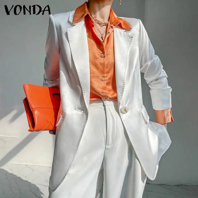Women Coats Office Ladies Suit Blazer 2021 VONDA Autumn Lapel Collar Long Sleeve Party Coats With Pockets Femme Overcoats
Women Coats Office Ladies Suit Blazer 2021 VONDA Autumn Lapel Collar Long Sleeve Party Coats With Pockets Femme Overcoats