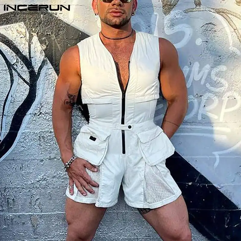 Комбинезоны INCERUN мужские с V-образным вырезом, уличная одежда без рукавов на молнии, повседневные Комбинезоны с карманами, Модный повседневн... 
Комбинезоны INCERUN мужские с V-образным вырезом, уличная одежда без рукавов на молнии, повседневные Комбинезоны с карманами, Модный повседневн...