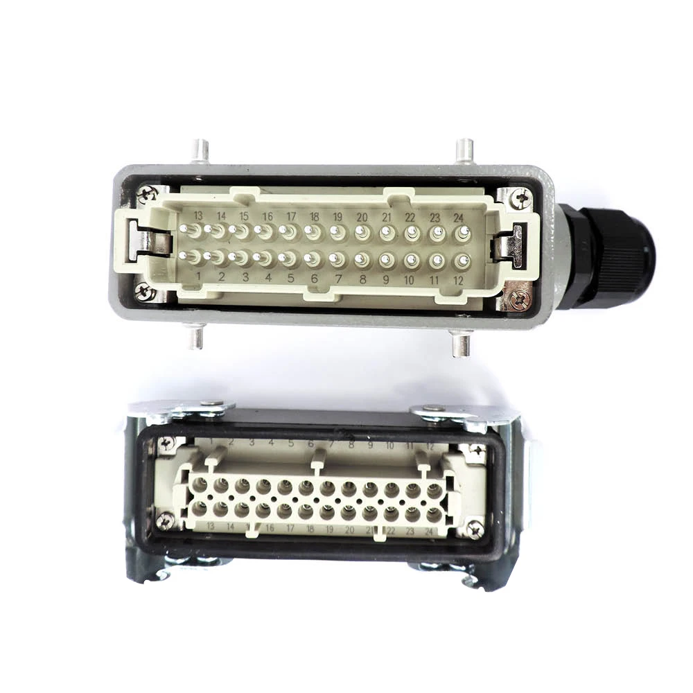HDC HE 6 10 16 24 Core Pin 16A Waterproof Aviation Plug Top Side Rectangular Heavy Duty Connectors 
HDC HE 6 10 16 24 Core Pin 16A Waterproof Aviation Plug Top Side Rectangular Heavy Duty Connectors