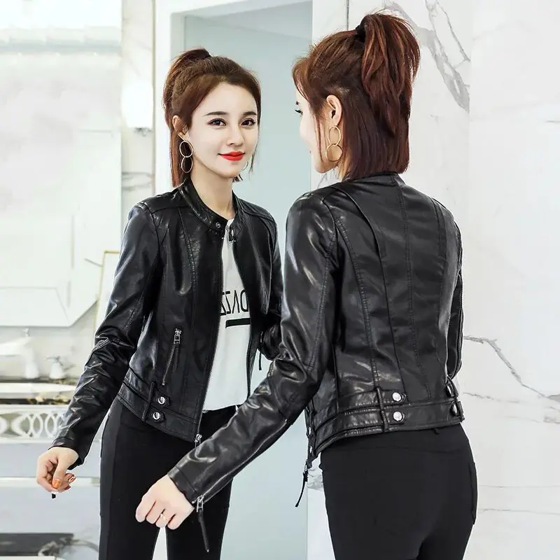 Women Faux Leather Jacket Coat for Women Short Leather Jacket Stand Collar Autumn and Winter Leather Coat Veste Femme
Women Faux Leather Jacket Coat for Women Short Leather Jacket Stand Collar Autumn and Winter Leather Coat Veste Femme