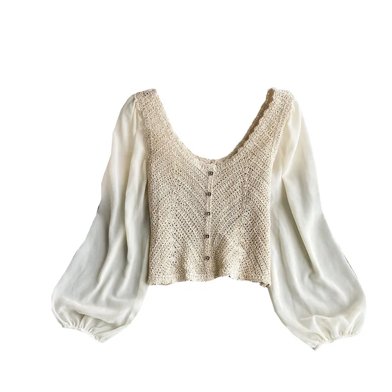 Western Style Girl Short Top Women Spring and Autumn New Style French Fashion Hollow V-neck Puff Sleeve Shirt UK069
Western Style Girl Short Top Women Spring and Autumn New Style French Fashion Hollow V-neck Puff Sleeve Shirt UK069