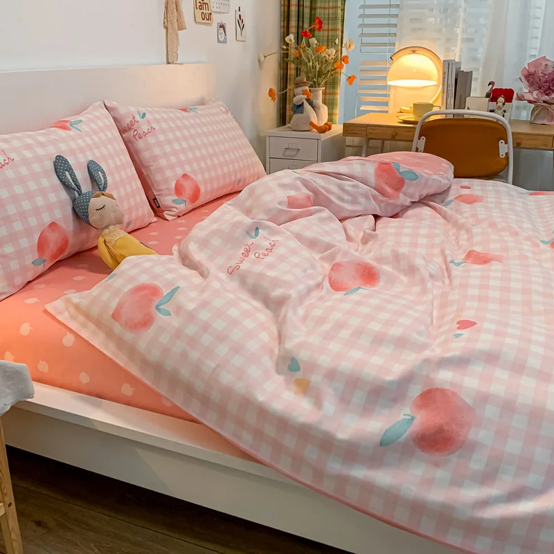 Cotton Four-Piece Cotton Three-Piece Ins Bed Sheet Quilt Cover Bedding Quilt Cover Dormitory Peach Steam
Cotton Four-Piece Cotton Three-Piece Ins Bed Sheet Quilt Cover Bedding Quilt Cover Dormitory Peach Steam