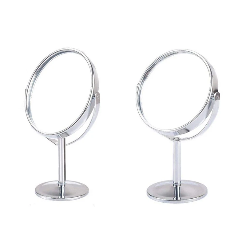 

2Pcs 360 Rotation Degrees Double Sided Desktop Makeup Mirror European HD Metal Magnifying Mirror Vanity Mirror