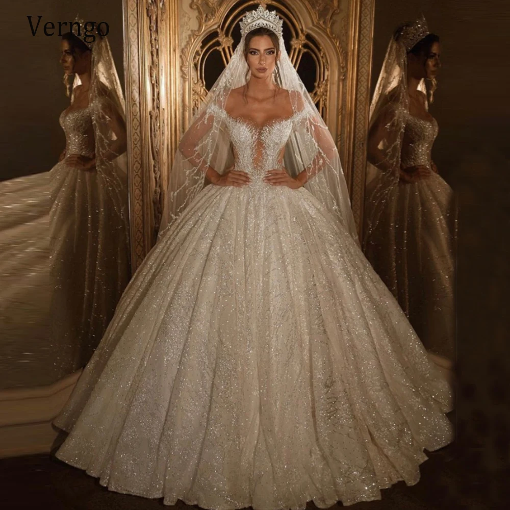 Фото Verngo роскошное свадебное платье Дубай с открытыми плечами 2021 бальное невесты