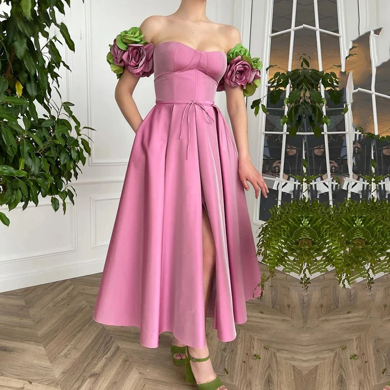 Вечернее платье с вырезом лодочкой, Цветочная Пастельная аппликация, длиной до щиколотки, искусственные карманы, изысканный атласный трапециевидный силуэт, выпускной, новинка 2022 
Вечернее платье с вырезом лодочкой, Цветочная Пастельная аппликация, длиной до щиколотки, искусственные карманы, изысканный атласный трапециевидный силуэт, выпускной, новинка 2022