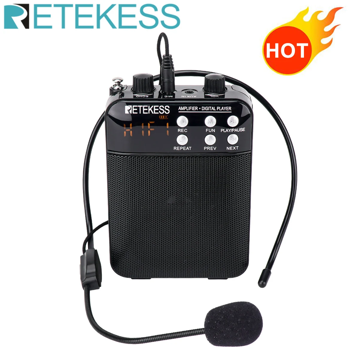 RETEKESS TR619 Megaphone Portable FM Recording Voice Amplifier Teacher Microphone Speaker with USB TF Card Socket AUX In and Mic
RETEKESS TR619 Megaphone Portable FM Recording Voice Amplifier Teacher Microphone Speaker with USB TF Card Socket AUX In and Mic