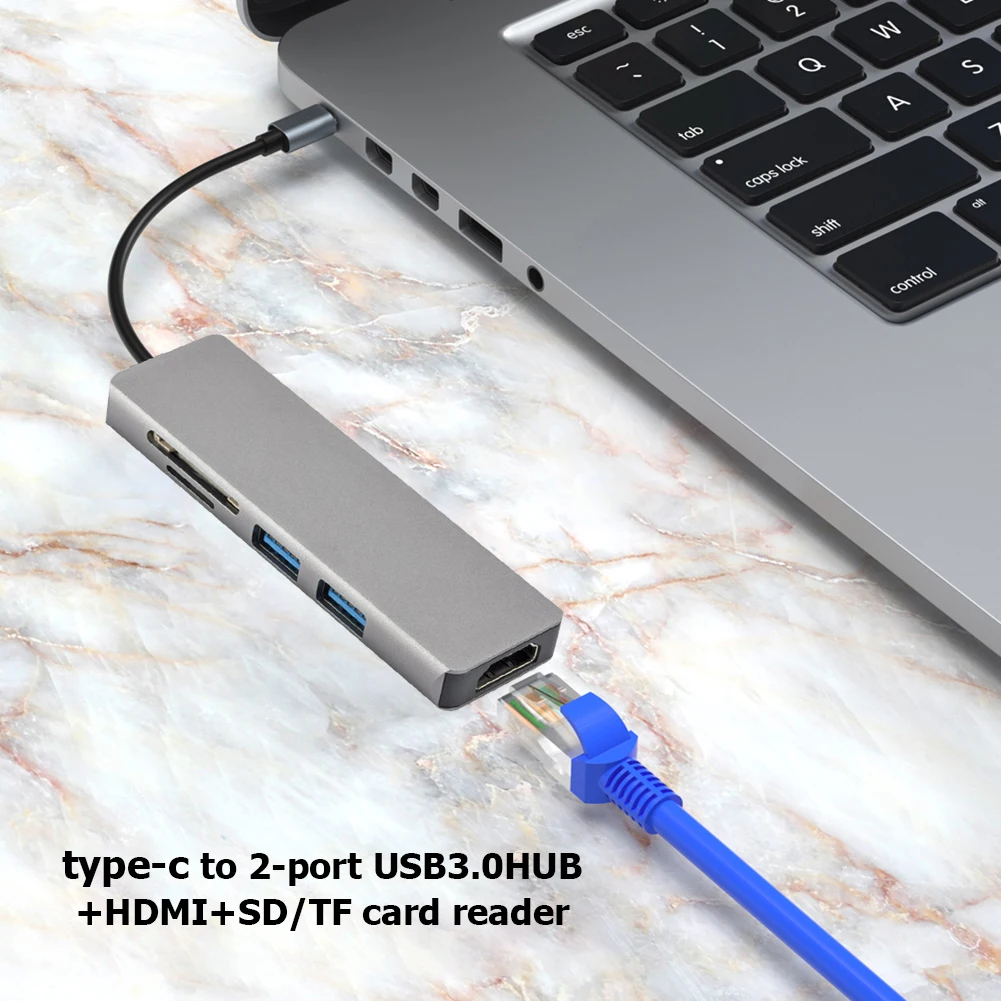 VKTECH 5 в 1 мультипортовый адаптер USB 3,1 Тип C концентратор с HDMI-совместимым 2 порта USB 3,0 кардридер для карт памяти для ноутбука 
VKTECH 5 в 1 мультипортовый адаптер USB 3,1 Тип C концентратор с HDMI-совместимым 2 порта USB 3,0 кардридер для карт памяти для ноутбука