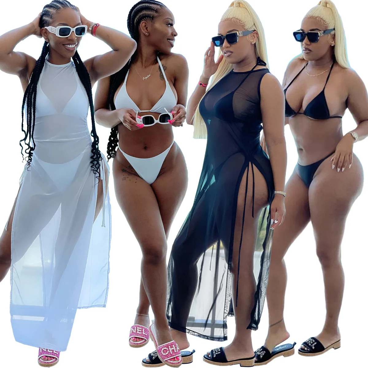 3 Piece Bathing Suit Beach Style Bikini Women's Fashion Casual Sexy Solid Color Mesh Skirt Perspective Slit V Neck Sleeveless
3 Piece Bathing Suit Beach Style Bikini Women's Fashion Casual Sexy Solid Color Mesh Skirt Perspective Slit V Neck Sleeveless