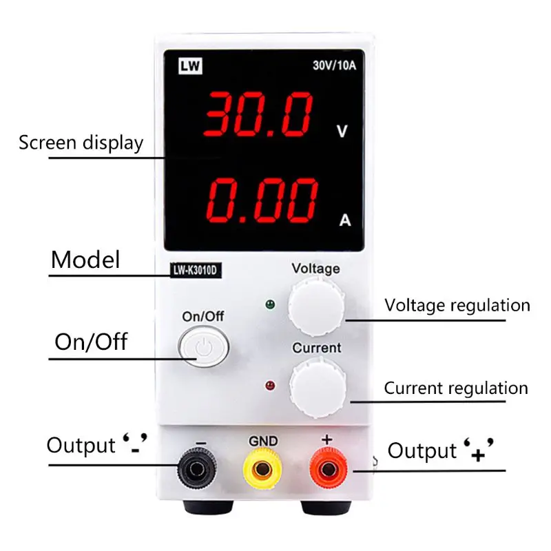 30V 10A LED Display Adjustable Switching Regulator DC Power Supply K3010D Repair Parts T3EA
30V 10A LED Display Adjustable Switching Regulator DC Power Supply K3010D Repair Parts T3EA