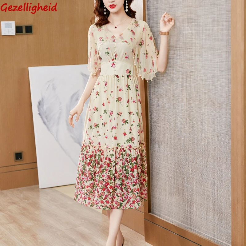 Gezelligheid Dresses For Women 2021 Summer Fashion Elegant Temperament Luxury Crepe Print Party 100% Natural Silk Midi Dress
Gezelligheid Dresses For Women 2021 Summer Fashion Elegant Temperament Luxury Crepe Print Party 100% Natural Silk Midi Dress