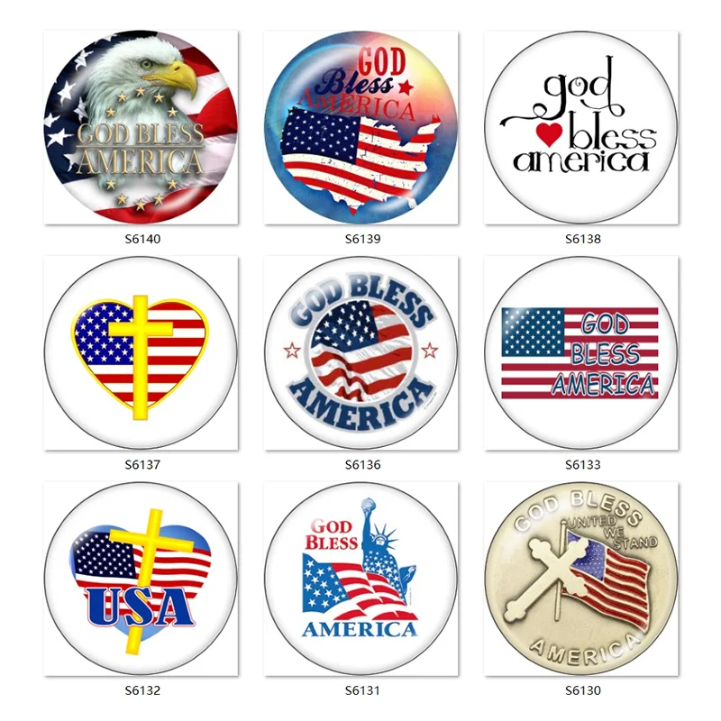 god bless america 12mm/18mm Round glass cabochon flat back Making findings snap button jewelry S6129
god bless america 12mm/18mm Round glass cabochon flat back Making findings snap button jewelry S6129