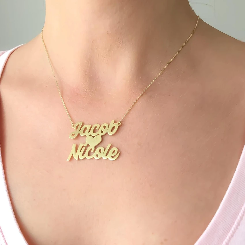 Custom Heart Two Name Necklace Personalized Choker Stainless Steel Couple Nameplate Pendant Necklace Jewelry BFF Gifts For Women
Custom Heart Two Name Necklace Personalized Choker Stainless Steel Couple Nameplate Pendant Necklace Jewelry BFF Gifts For Women