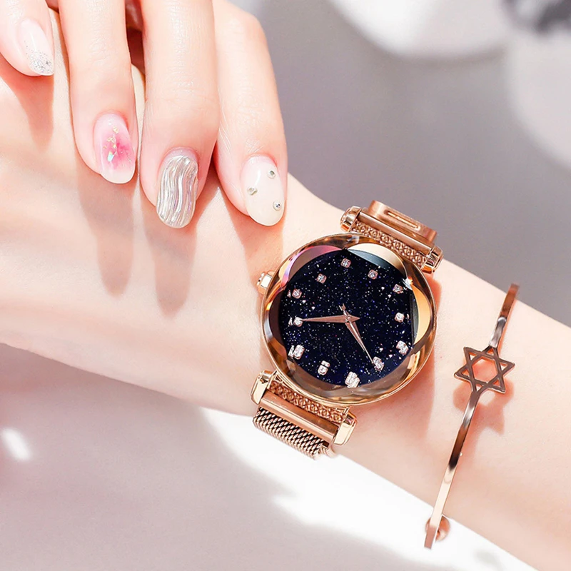 Женские кварцевые часы с браслетом звездное небо|Женские наручные часы| |