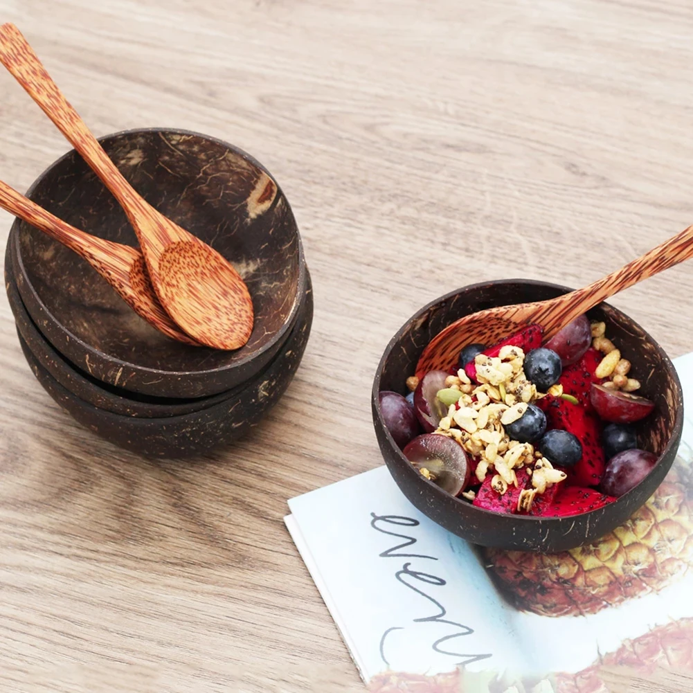 Natural Coconut Bowl protection wooden bowl 12-15cm Coconut Wood tableware Spoon Set coco smoothie Coconut Kitchen Environmental
Natural Coconut Bowl protection wooden bowl 12-15cm Coconut Wood tableware Spoon Set coco smoothie Coconut Kitchen Environmental