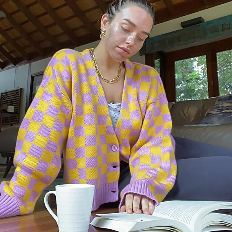 Клетчатый свитер, Женская куртка, верхняя одежда, джемпер с длинным рукавом и V-образным вырезом, Женский Повседневный весенний джемпер в ша...
Клетчатый свитер, Женская куртка, верхняя одежда, джемпер с длинным рукавом и V-образным вырезом, Женский Повседневный весенний джемпер в ша...