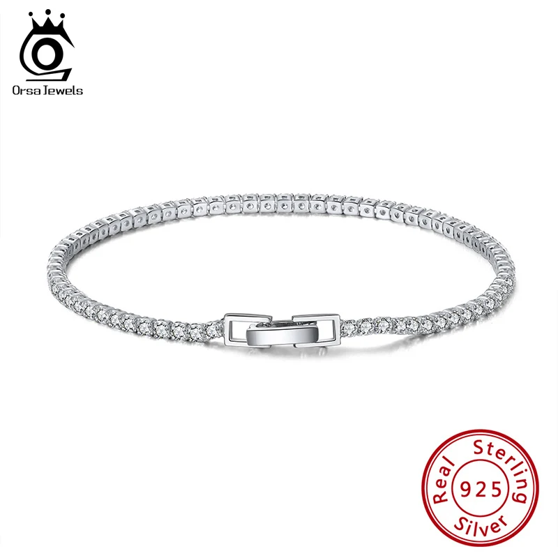 ORSA JEWELS 925 Sterling Silver Tennis Bracelet for Women Cubic Zircon Bracelet Iced Out Chain Bracelets Wedding Jewelry SB91 
ORSA JEWELS 925 Sterling Silver Tennis Bracelet for Women Cubic Zircon Bracelet Iced Out Chain Bracelets Wedding Jewelry SB91