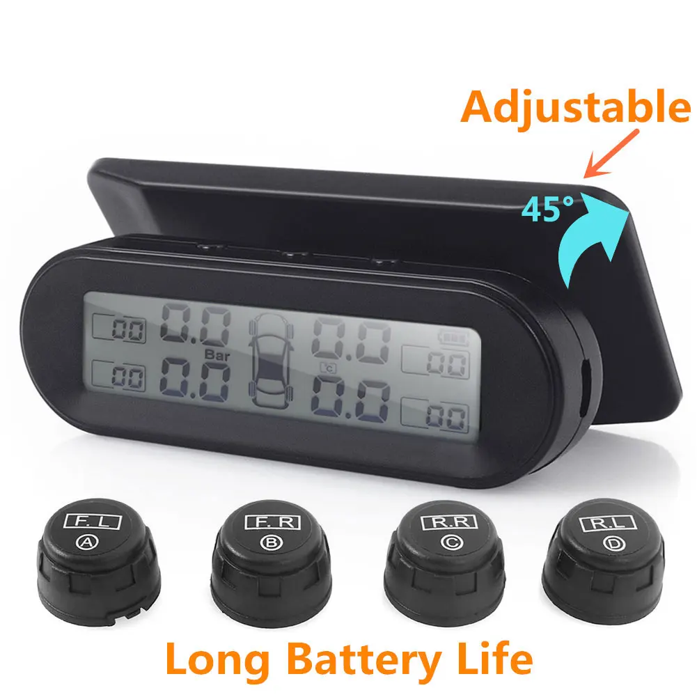 Car TPMS Auto TPMS Portable Universal with 4 External Sensor Solar Power Tire Pressure Gauge Anti-Explosion
Car TPMS Auto TPMS Portable Universal with 4 External Sensor Solar Power Tire Pressure Gauge Anti-Explosion