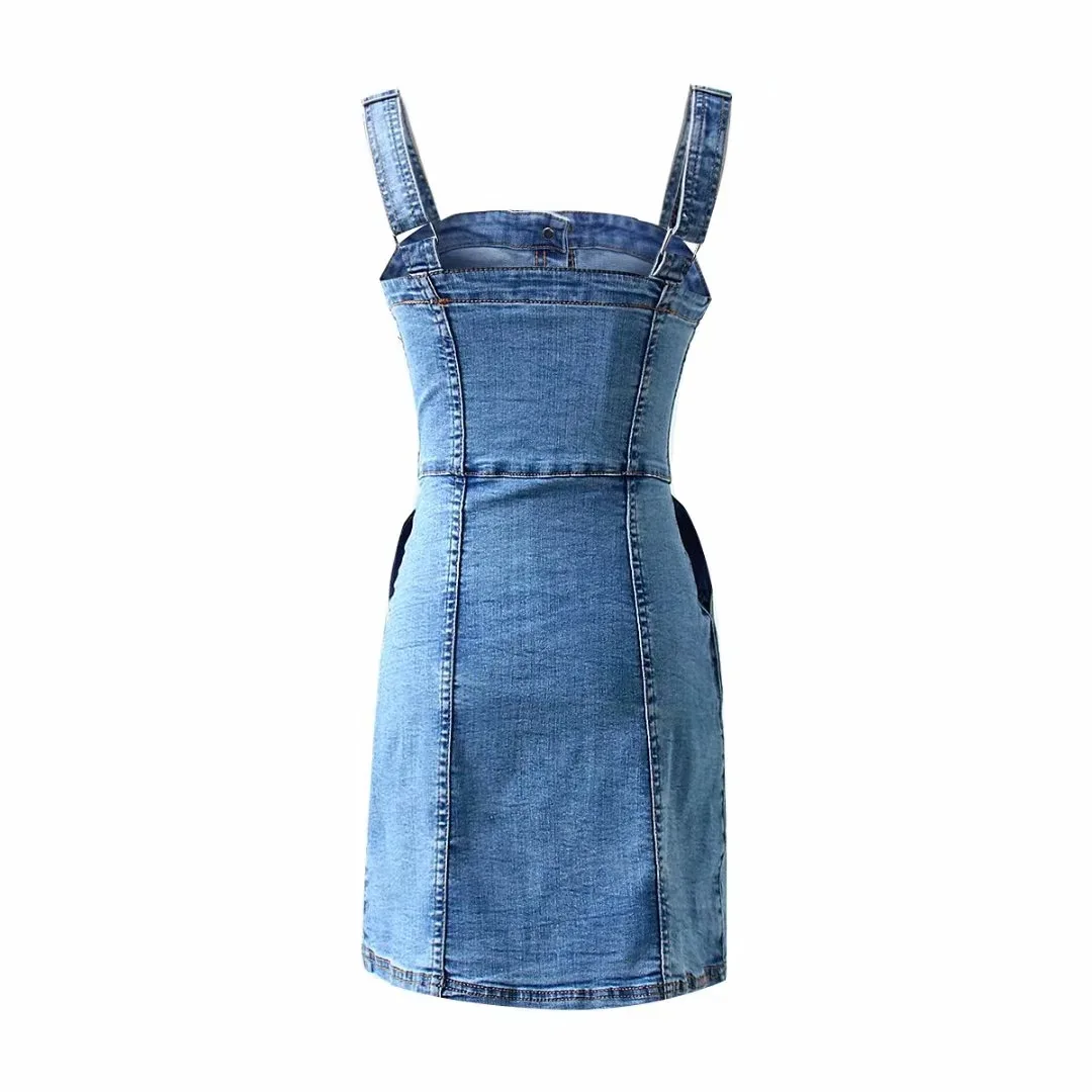 Dilusoo Women Korean Style Denim Dress Single-breasted Spaghetti Strap Female Backless Casual Mini Denim Dress Ladies
Dilusoo Women Korean Style Denim Dress Single-breasted Spaghetti Strap Female Backless Casual Mini Denim Dress Ladies