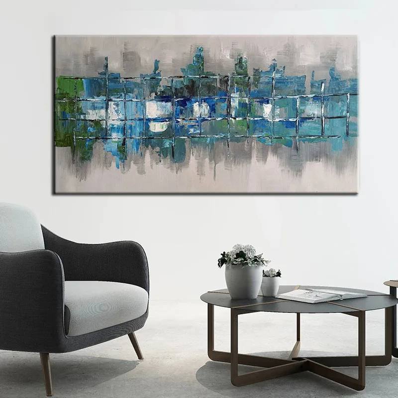 100% Hand Painted Nodic Modern Blue Color Block Abstract Art Canvas Wall Pictures for Living Room Bedroom Studio Decoration 
100% Hand Painted Nodic Modern Blue Color Block Abstract Art Canvas Wall Pictures for Living Room Bedroom Studio Decoration
