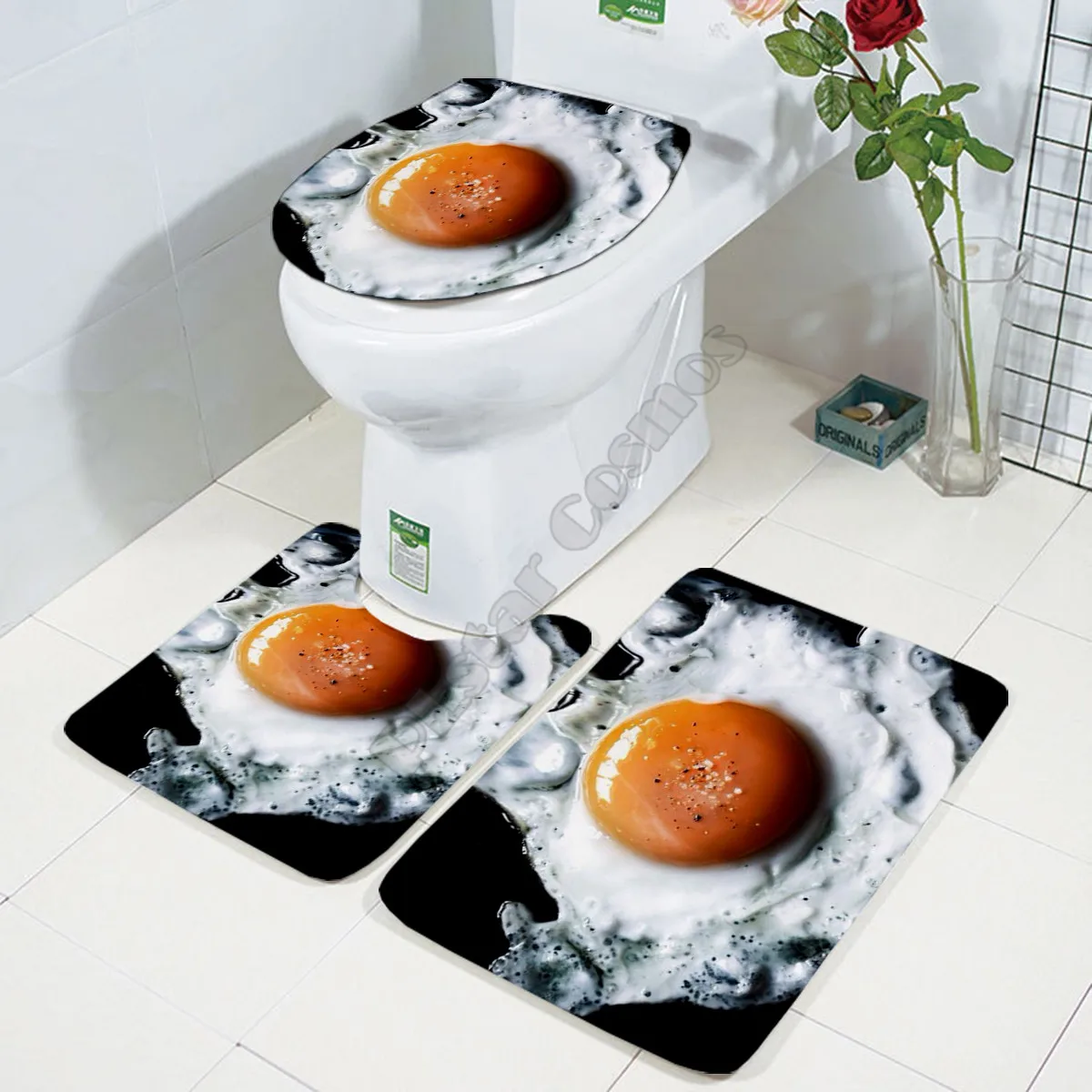 Delicious Food Eggs Three-piece set 3D printed Bathroom Pedestal Rug Lid Toilet Cover Bath Mat Set drop shipping 01 
Delicious Food Eggs Three-piece set 3D printed Bathroom Pedestal Rug Lid Toilet Cover Bath Mat Set drop shipping 01