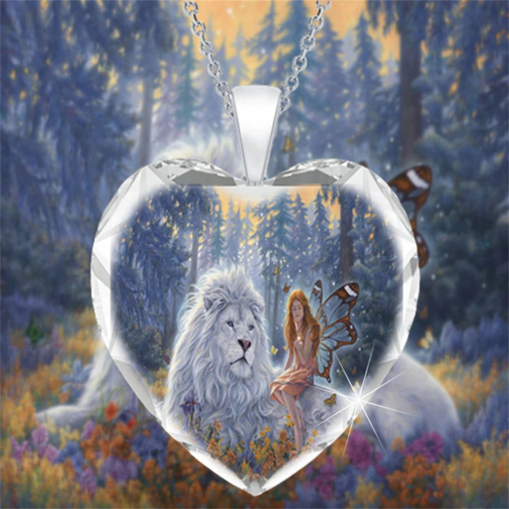Exquisite Heart-shaped Crystal White Lion Fairy Pendant Necklace Sweet Romantic Fairy Necklace Fashion Accessories Party Jewelry
Exquisite Heart-shaped Crystal White Lion Fairy Pendant Necklace Sweet Romantic Fairy Necklace Fashion Accessories Party Jewelry