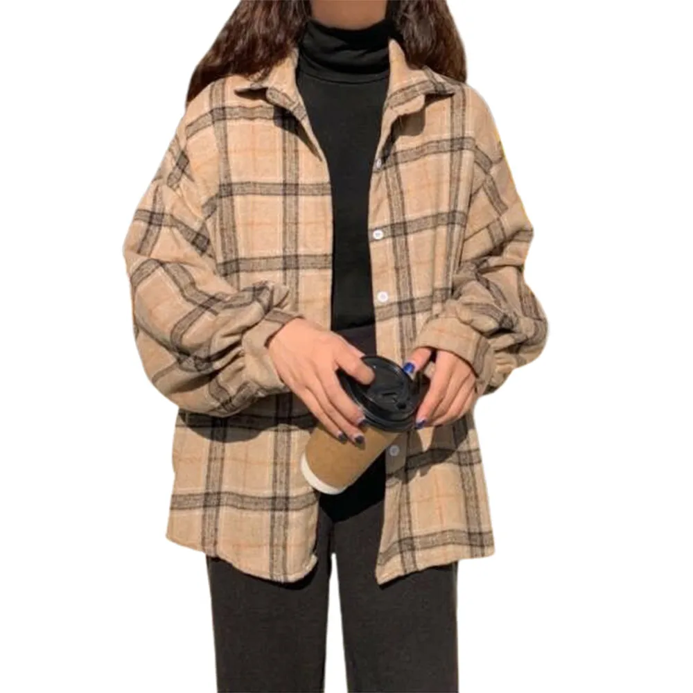 Streetwear Womens Long Sleeve Shirt Plaid T-Shirt Fashion Casual Loose Korean Top Check Blouse Button Cardigan Autumn Clothes
Streetwear Womens Long Sleeve Shirt Plaid T-Shirt Fashion Casual Loose Korean Top Check Blouse Button Cardigan Autumn Clothes