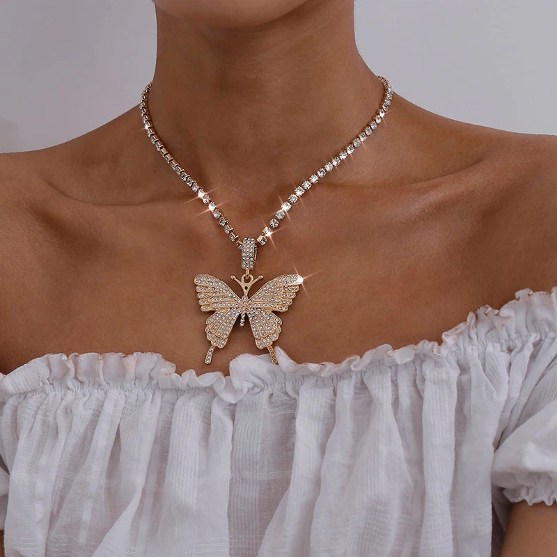 Big Butterfly Pendant Necklace Rhinestone Chain for Women Bling Tennis Chain Crystal Choker Necklace Jewelry
Big Butterfly Pendant Necklace Rhinestone Chain for Women Bling Tennis Chain Crystal Choker Necklace Jewelry