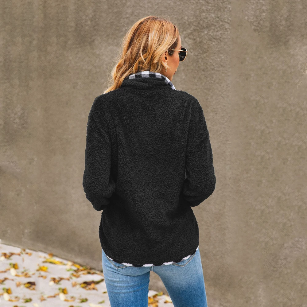 Nice Lattice Spliced Pocket Casual Plush Hoodies Women Winter Autumn Outwear Zipper Sweatshirt Long Sleeve Loose Pullovers Tops
Nice Lattice Spliced Pocket Casual Plush Hoodies Women Winter Autumn Outwear Zipper Sweatshirt Long Sleeve Loose Pullovers Tops