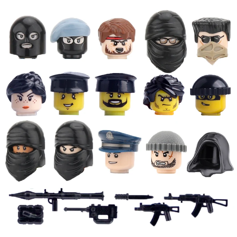 Military Weapon Building Block Gangster Thief Prisoner Police Figure Accessories Helmets Guns Dagger MOC Bricks Toy Set C321
Military Weapon Building Block Gangster Thief Prisoner Police Figure Accessories Helmets Guns Dagger MOC Bricks Toy Set C321