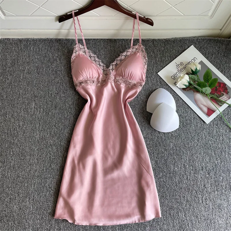 Satin Mini Nightgown Women V-neck Sleep Dress Summer Sleeveless Sleepwear Female Spaghetti Strap Nightwear Silky Home Dress
Satin Mini Nightgown Women V-neck Sleep Dress Summer Sleeveless Sleepwear Female Spaghetti Strap Nightwear Silky Home Dress