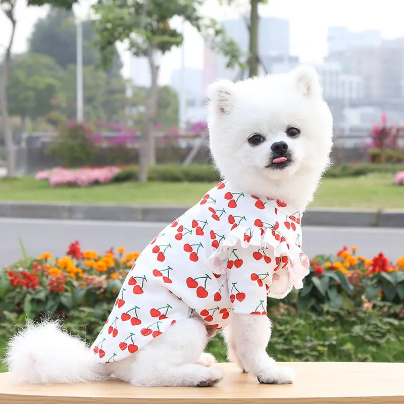

Cute Cherry T Shirt Dog Clothes For Small Dogs Cat French Bulldog Yorkies Chihuahua Teddy Dogs Pets Clothing Puppy Coat Costumes