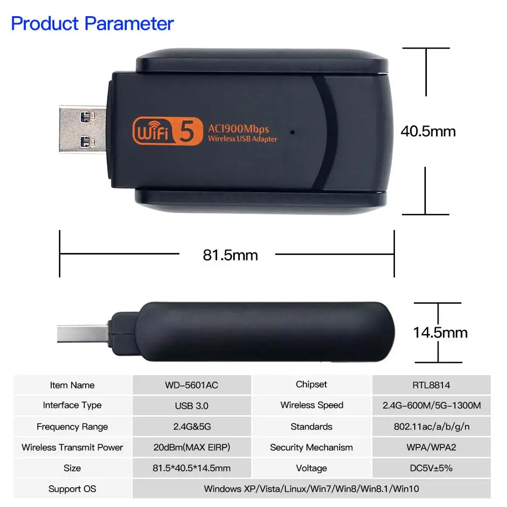 Wireless USB Wifi Adapter 1900Mbps USB Network Card 1200Mbps Wifi Dongle USB LAN Ethernet Dual Band 2.4G 5.8G Fee Driver
Wireless USB Wifi Adapter 1900Mbps USB Network Card 1200Mbps Wifi Dongle USB LAN Ethernet Dual Band 2.4G 5.8G Fee Driver